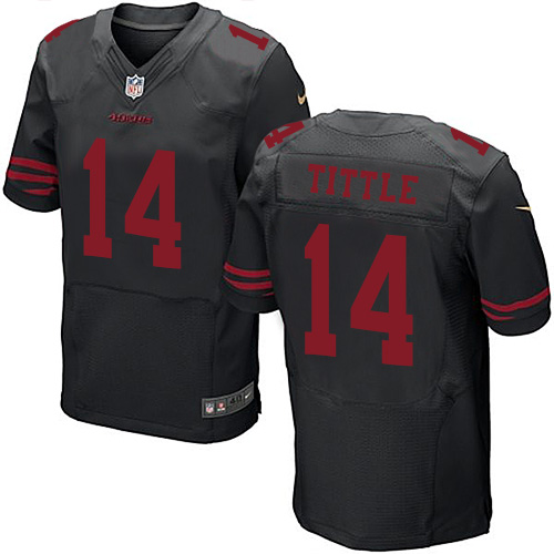 Men's Elite Y.A. Tittle Nike Jersey Black Alternate - #14 NFL San Francisco 49ers